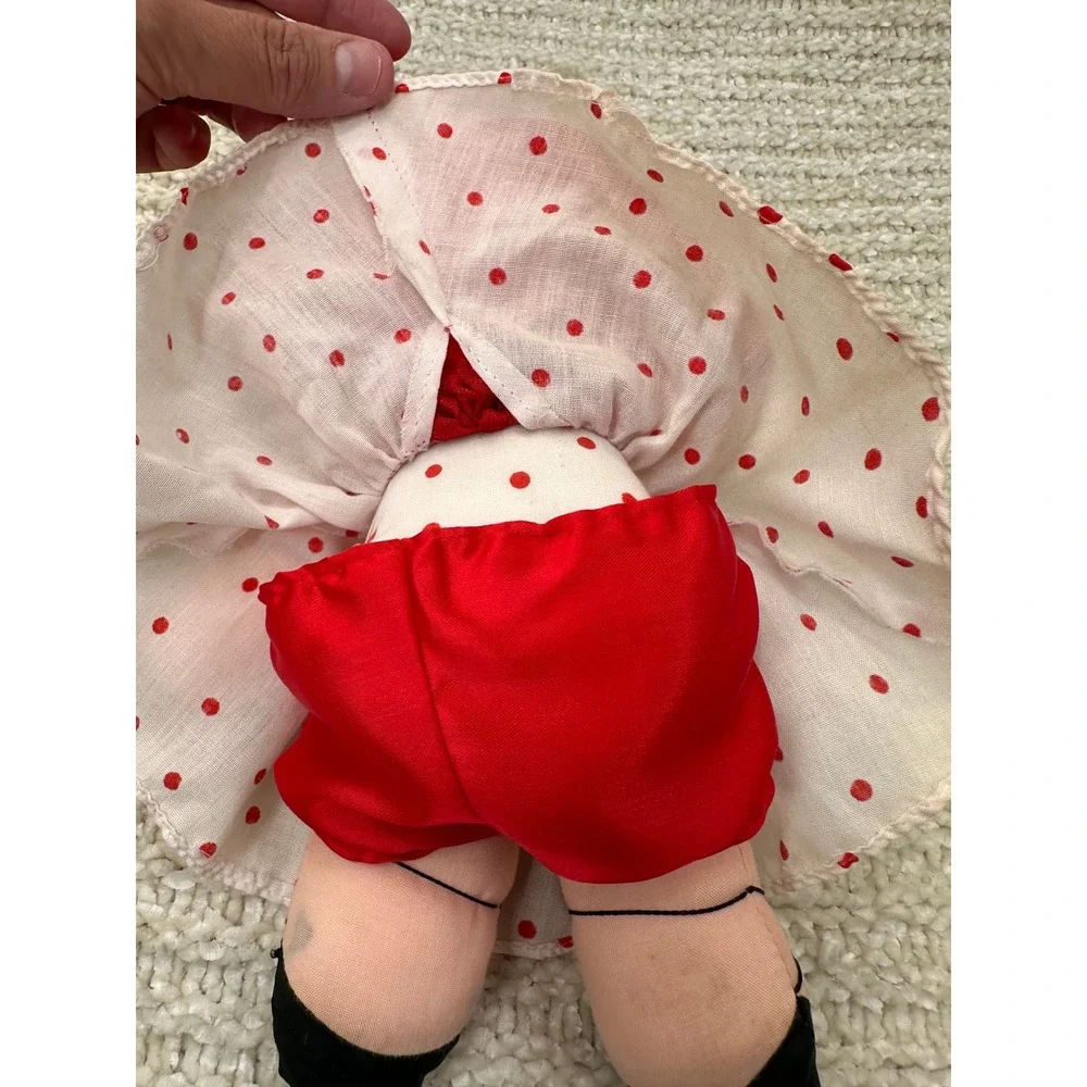 Russ Berrie Miss Kitty Rag Doll Vintage Plush Toy Red Polka Dot Dress 10 Inch‎